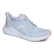 Aetrex Emery Women’s Blue Arch Support Sneakers featuring breathable upper, cushioned removable insole, and durable outsole for all-day comfort and support.