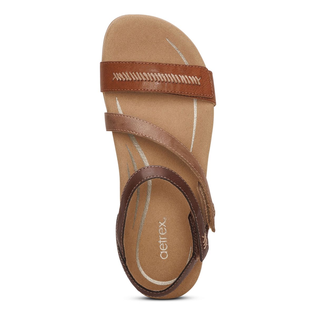 Aetrex Gabby Adjustable Quarter Strap Sandal in Cognac Multi