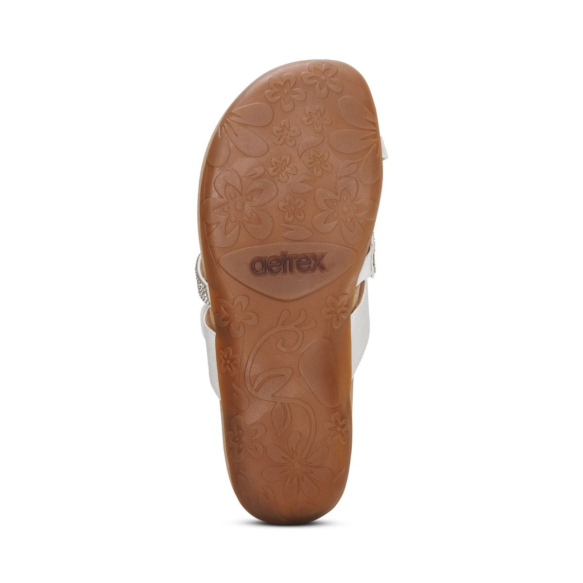 Aetrex Izzy Women's Adjustable Slide Sandal – White Sparkle