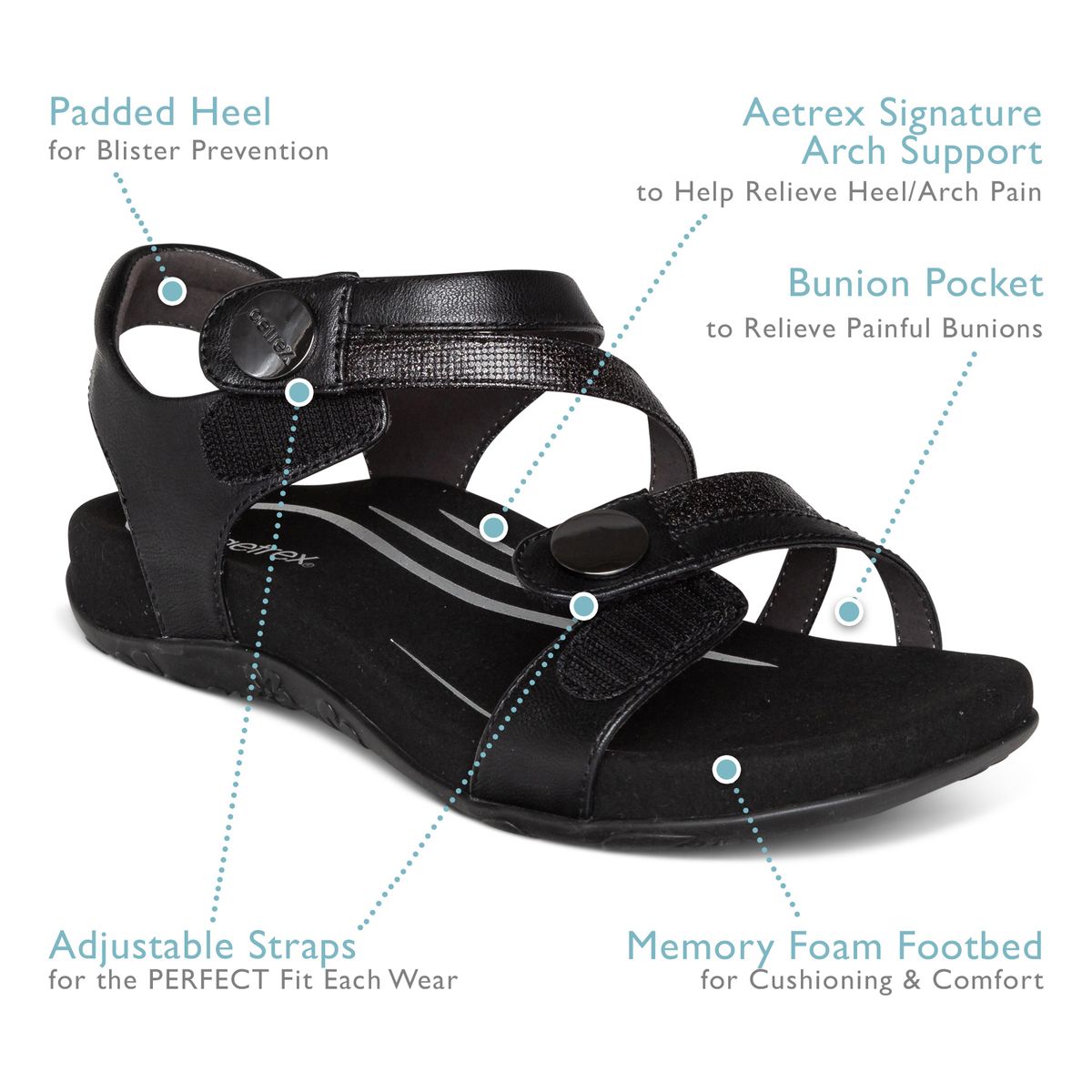 Aetrex Jess Women's Adjustable Quarter Strap Sandal