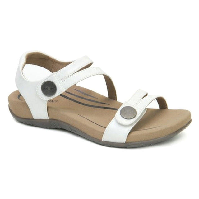 Aetrex Jess womens' sandal is designed with comfort in mind with built-in arch support, a memory foam footbed, and a microfiber topcover for unbelievable softness.