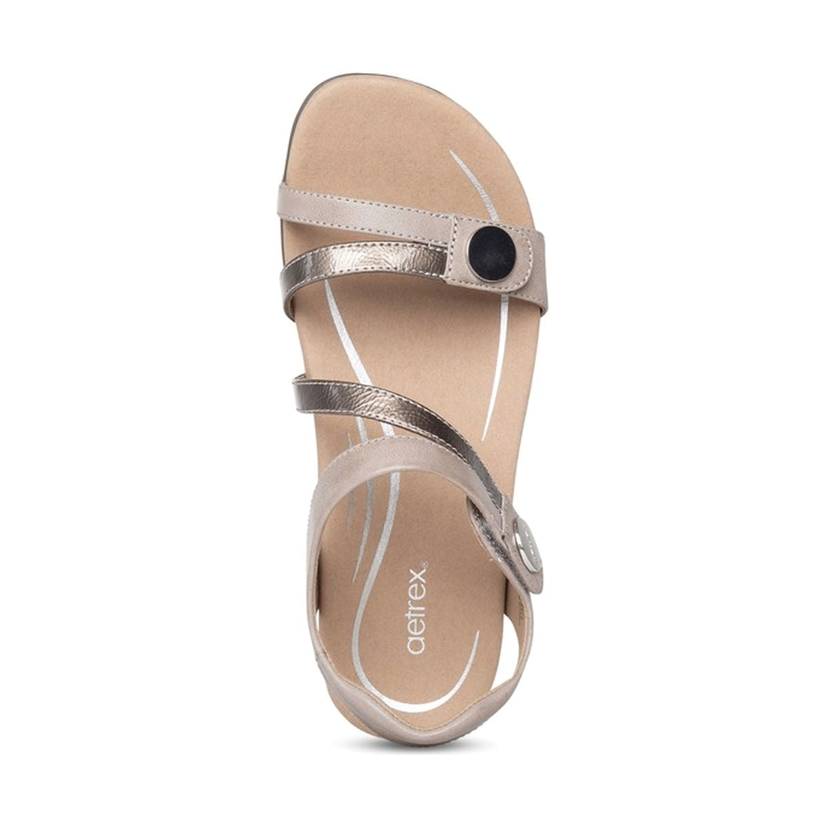 Aetrex Jess Women's Adjustable Quarter Strap Sandal in Smoke