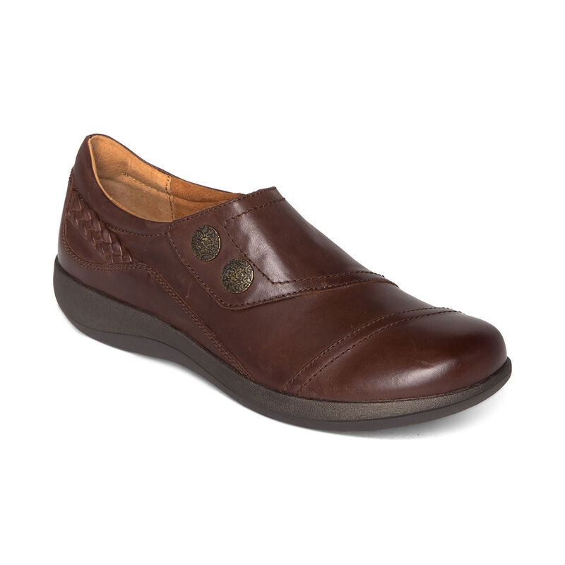 Aetrex Karina Women's Monk Strap Velcro Brown