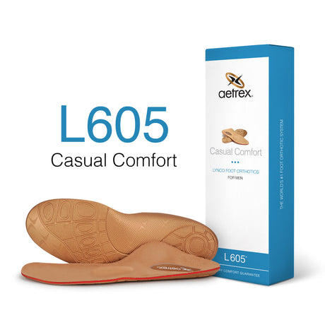 Orthotic insoles with a soft grey top cover and visible metatarsal padding, designed for medium to high arches; shaped for comfort shoes and everyday sneakers.