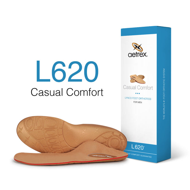Low-profile grey orthotic insoles with a supportive heel post and smooth top surface, designed to stabilize flat feet and control overpronation in casual shoes.