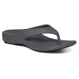 Grey EVA foam flip-flop with contoured heel, soft toe post, and textured footbed. Designed with built-in arch support and dual-density sole for shock-absorbing comfort and water-friendly wear. Style #L3100W