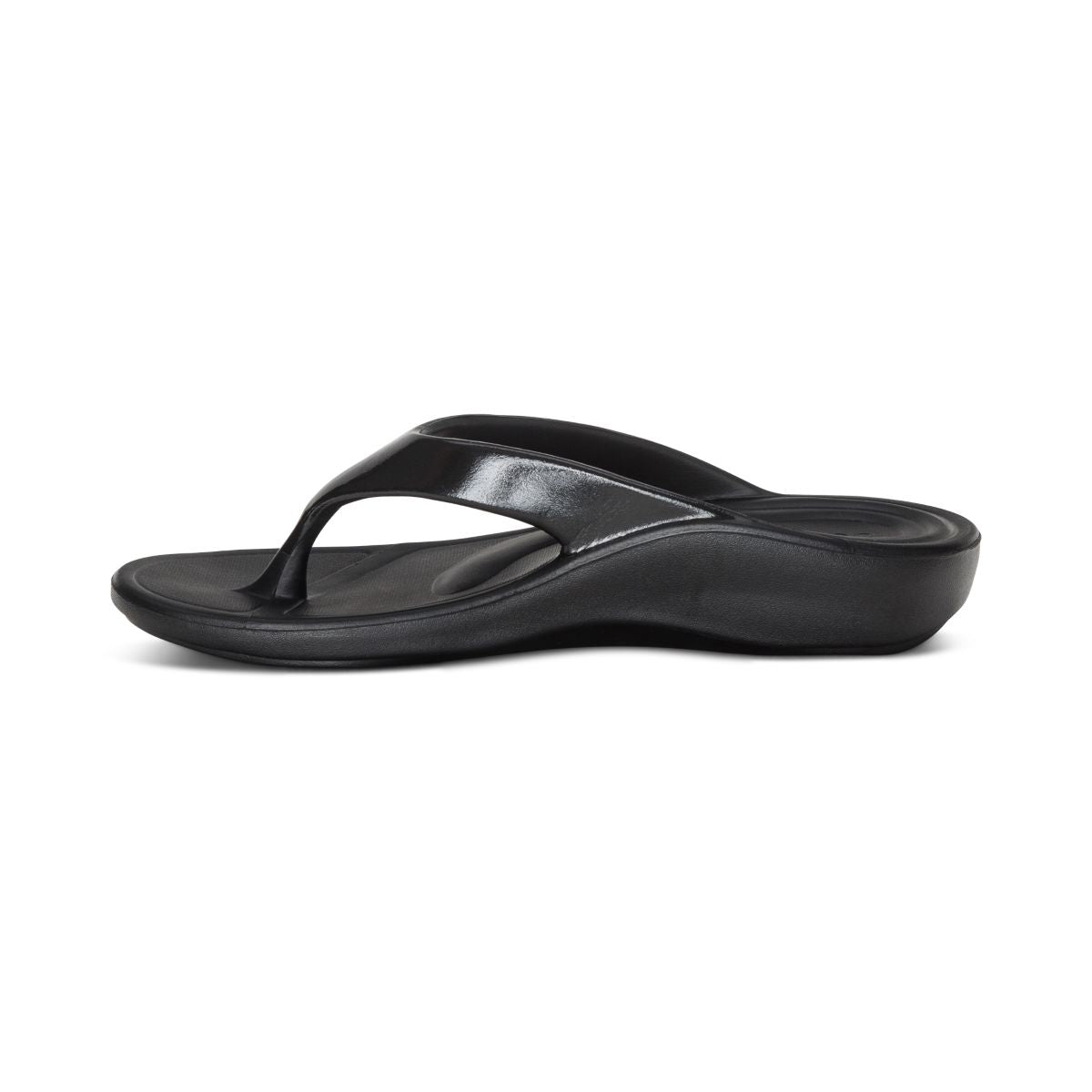 Aetrex Maui Women's Orthotic Flips – Black Gloss