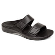 Black Aetrex Milo’s men’s sandal with dual hook & loop closures, contoured heel cradle, UltraSky™ cushioning, and water-friendly sole.