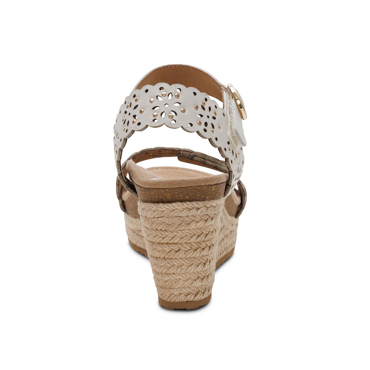 Aetrex Sydney Women's Quarter Strap Espadrille Wedge in Ivory