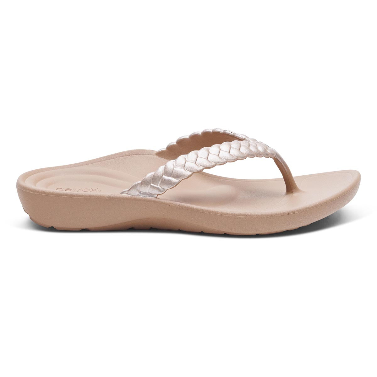 Aetrex Vicki Women's Braided Thong Sandal – Champagne