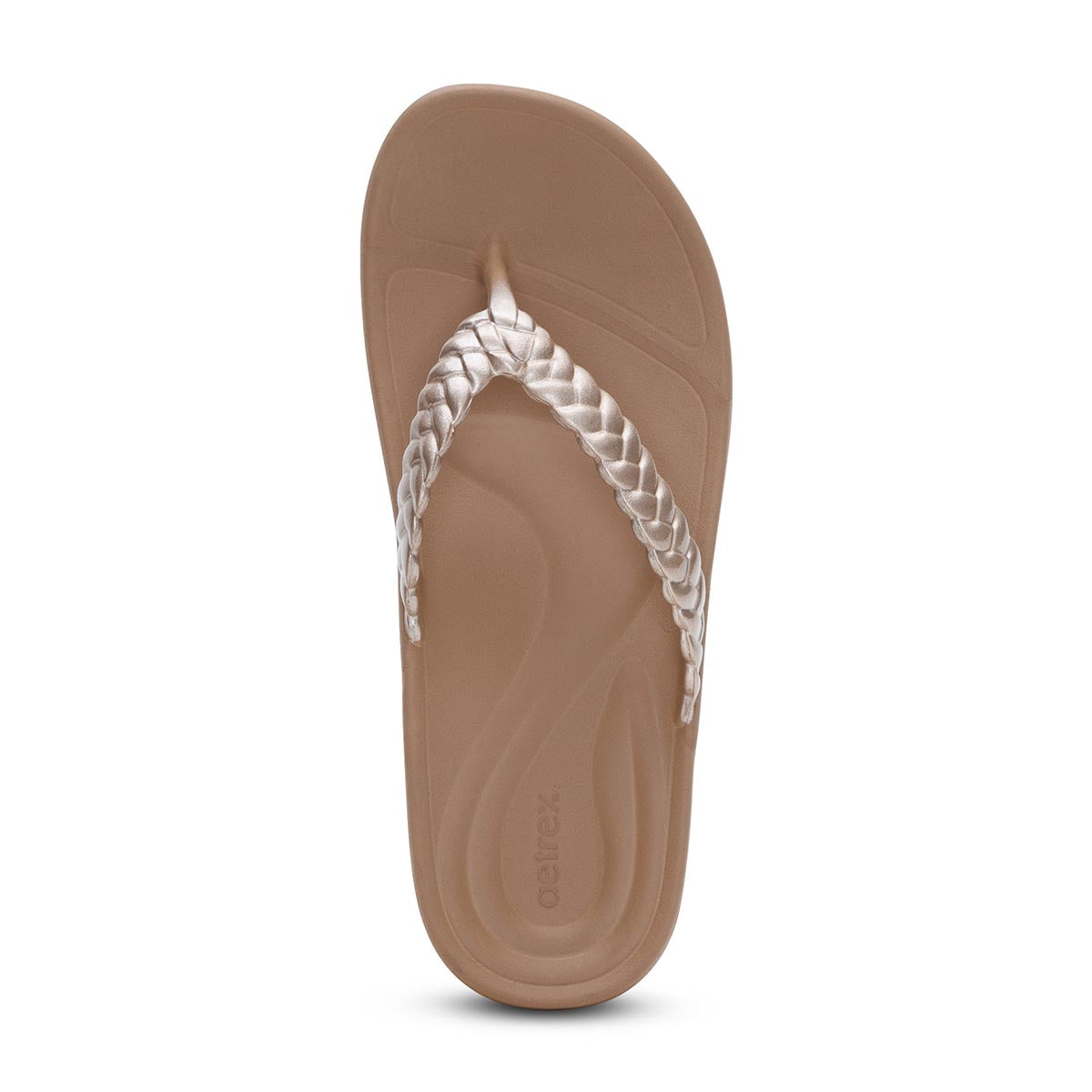 Aetrex Vicki Women's Braided Thong Sandal – Champagne