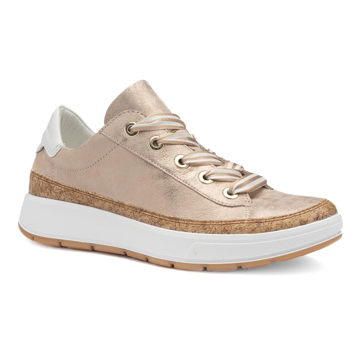 Ara Rem Women's Kork Wrap Soft, Flexible, Lightweight Lace Sneaker in Sand