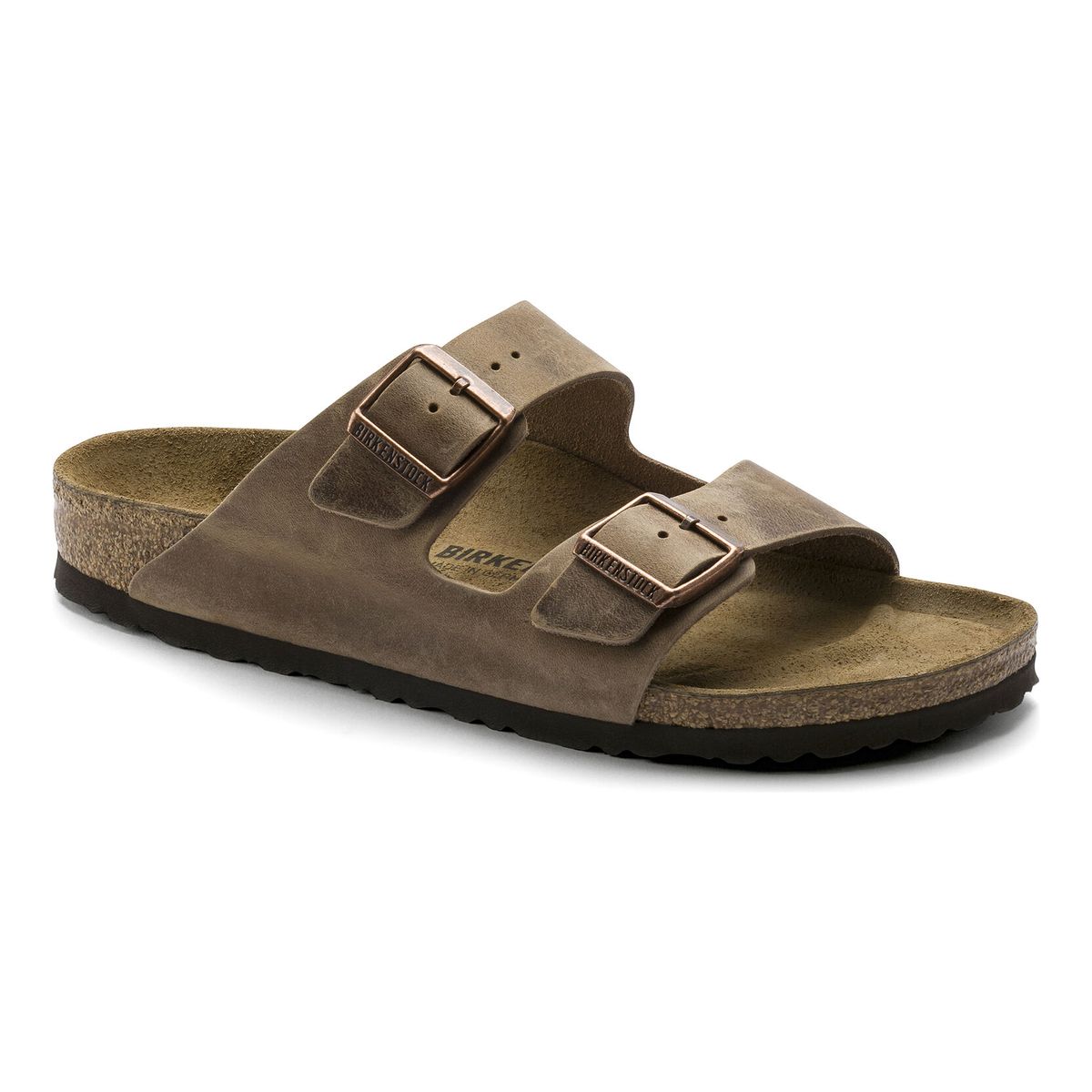 Birkenstock Arizona in Oiled Leather finish, colour is tobacco a top seller at Walking On a Cloud