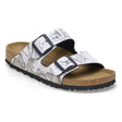 Birkenstock Arizona 2 strap sandal for womne in Marble Black. Style 1026556 .