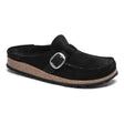Birkenstock Buckley clog in black suede with adjustable buckle