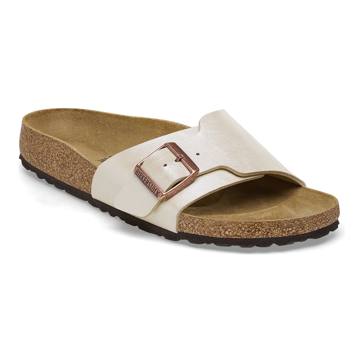 Birkenstock Catalina adjustable slide sandal beautifully finished in Pearl (Style # 1026631). Perfect for all day walking.