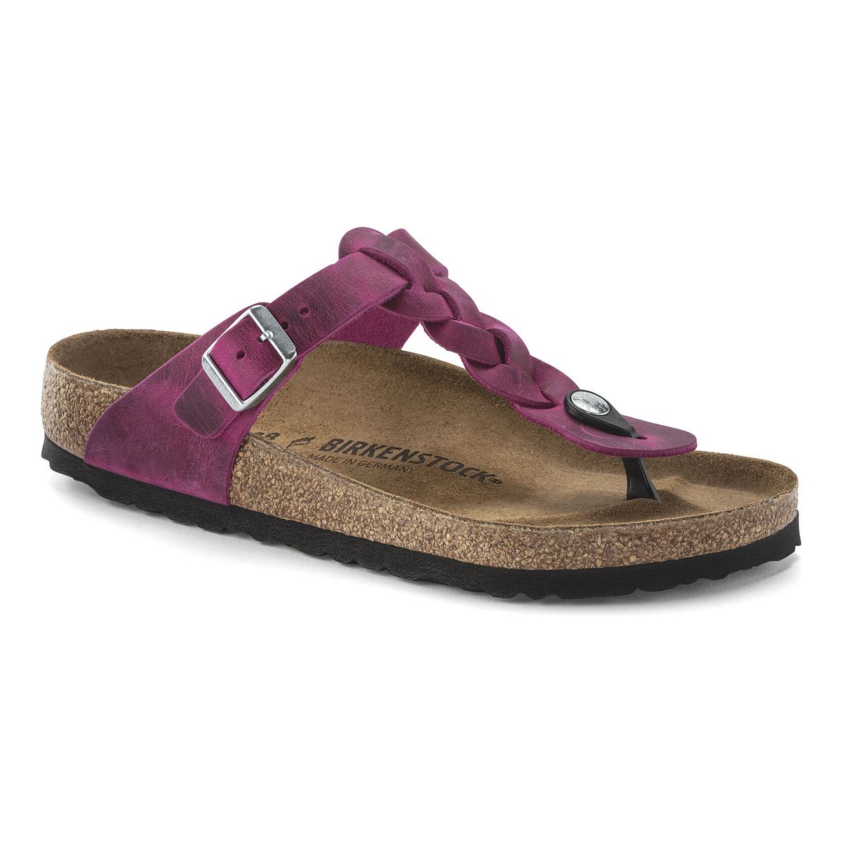 Gizeh Braided Oiled Leather in Fuschia