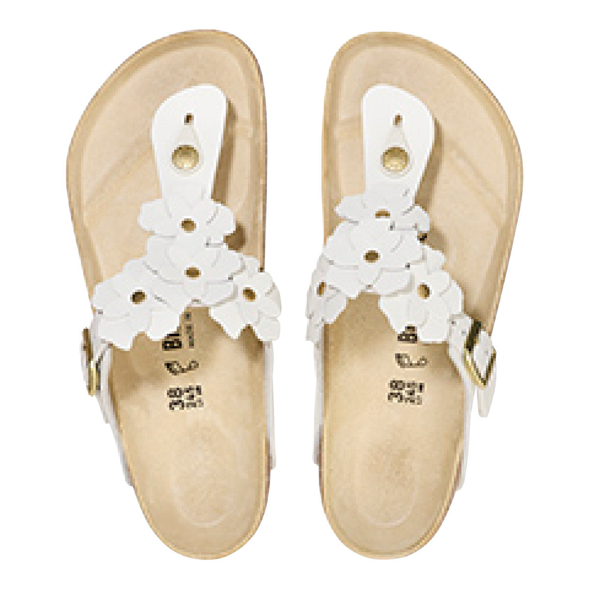 Gizeh flower Toe Thong in White Leather