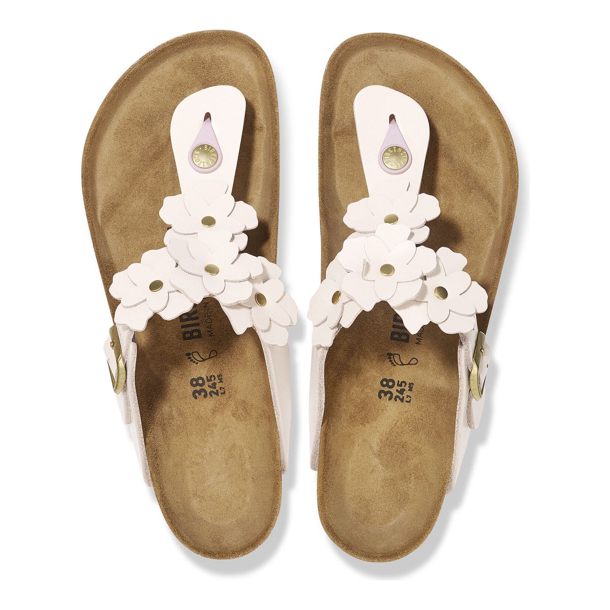 Gizeh flower Toe Thong in Light Rose Leather