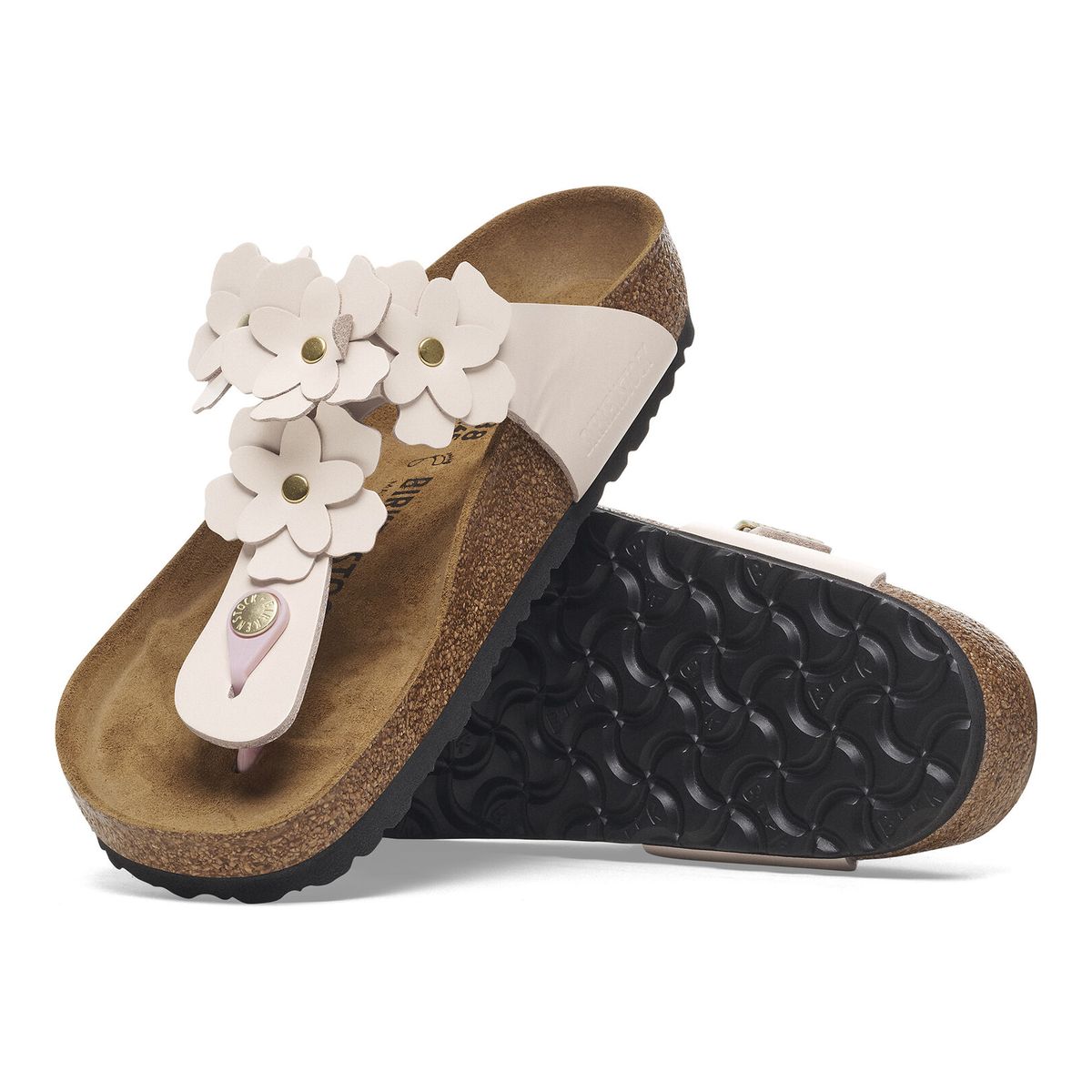 Gizeh flower Toe Thong in Light Rose Leather