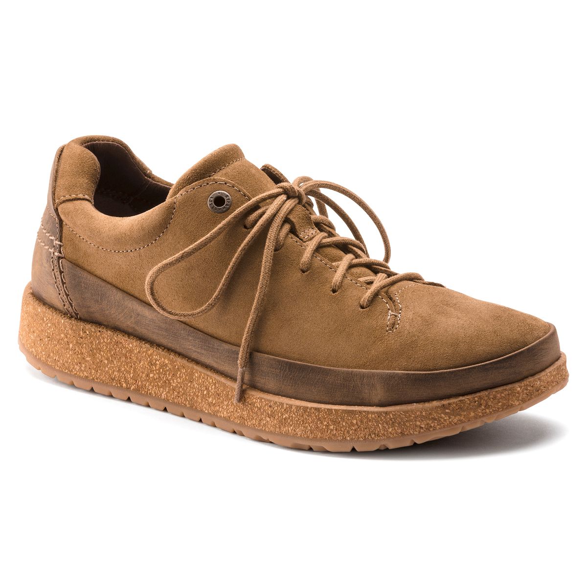 Birkenstock Honnef Low Lace-Up Womens Shoe in Taupe. Lace up, shock absorption, and forefoot cushioning