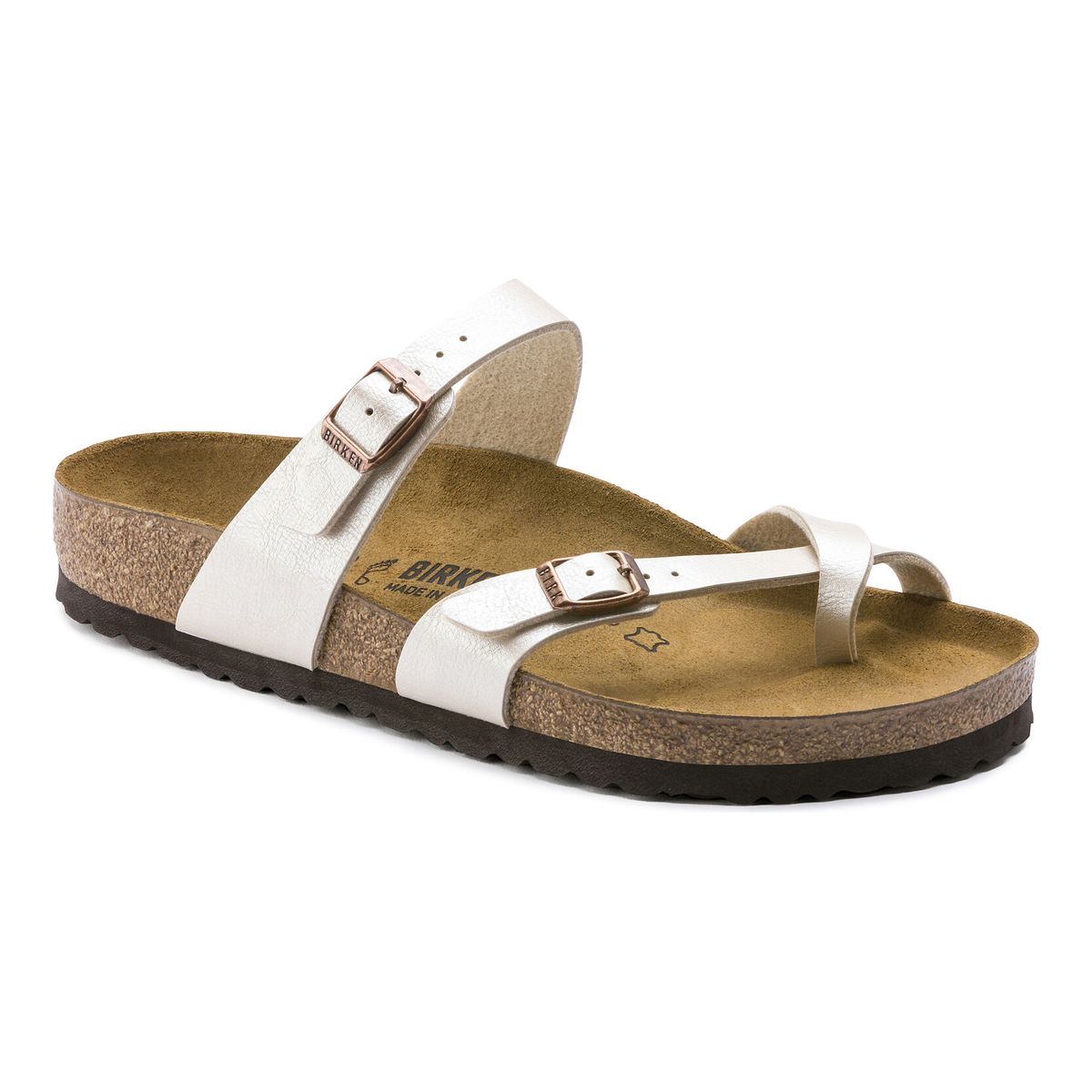 Birkenstock Mayari Birko-Flor – Women's slide/toe ring Sandal in Pearl White (Style #71661)