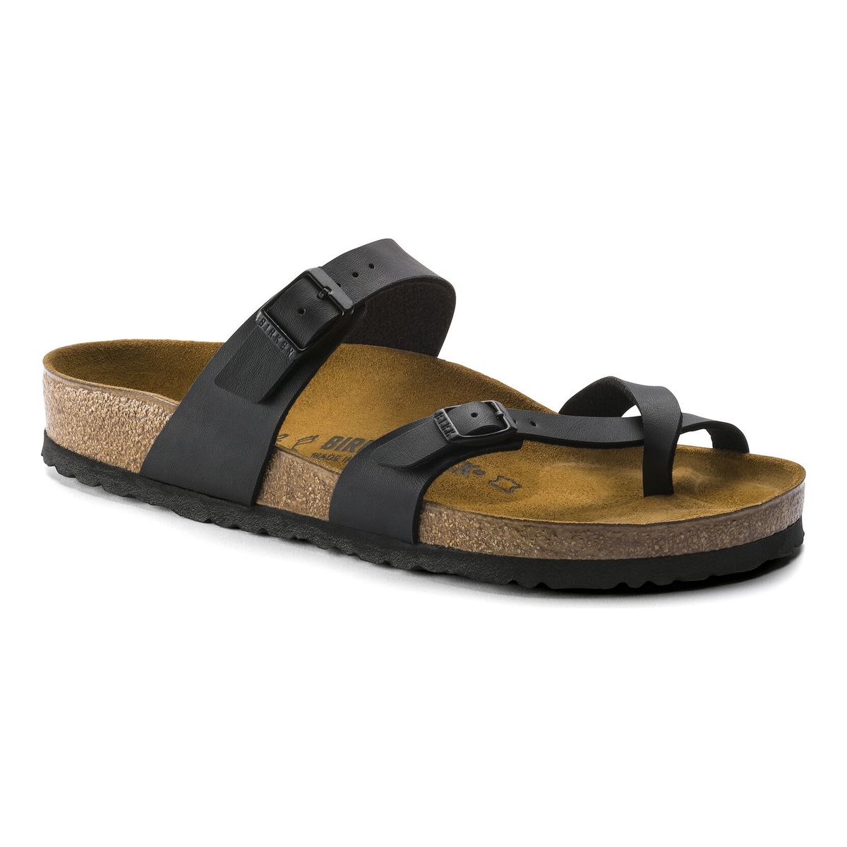 Birkenstock Mayari Birko-Flor in Black for Women. Slide with toe post. Style 71791