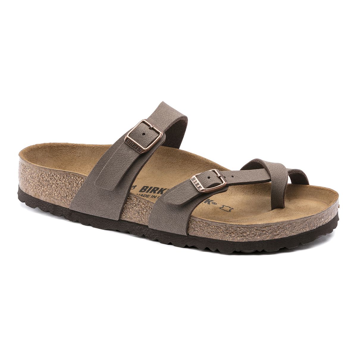 Birkenstock Mayari Birko-Flor slide/toe thong sandal for Women in Mocha. Style 71061