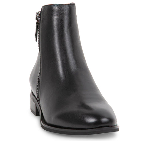 Blondo Carla Women’s Waterproof Boots in smooth leather with double zippers, ultra-suede rosewood lining, leather stack heel, and rubber outsole.In Extra wide fitting for hard to fit feet