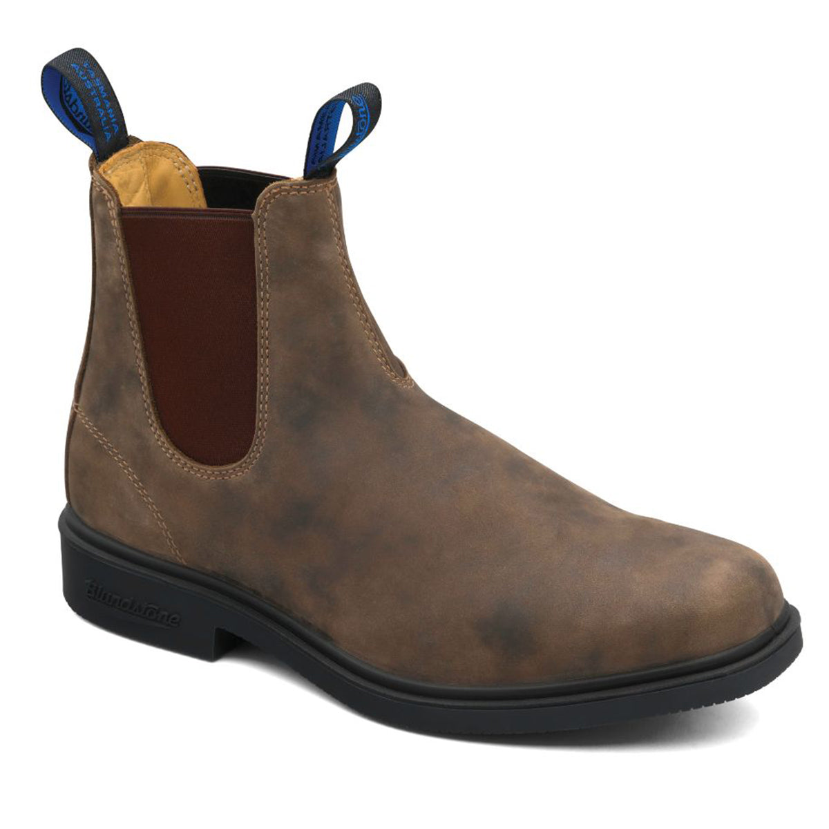 Blundstone 1391 unisex winter Chelsea dress boot in rich chisel brown waterproof leather with a refined toe, elastic side panels, and insulated sheepskin footbed. Style #1391