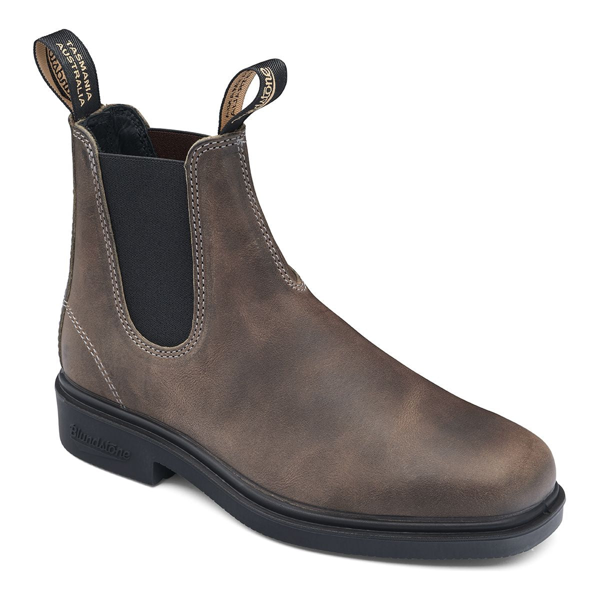 Blundstone 1395 unisex Chelsea dress boot in smooth steel grey leather with a sleek chisel toe, elastic side panels, and durable outsole for versatile wear. Style #1395