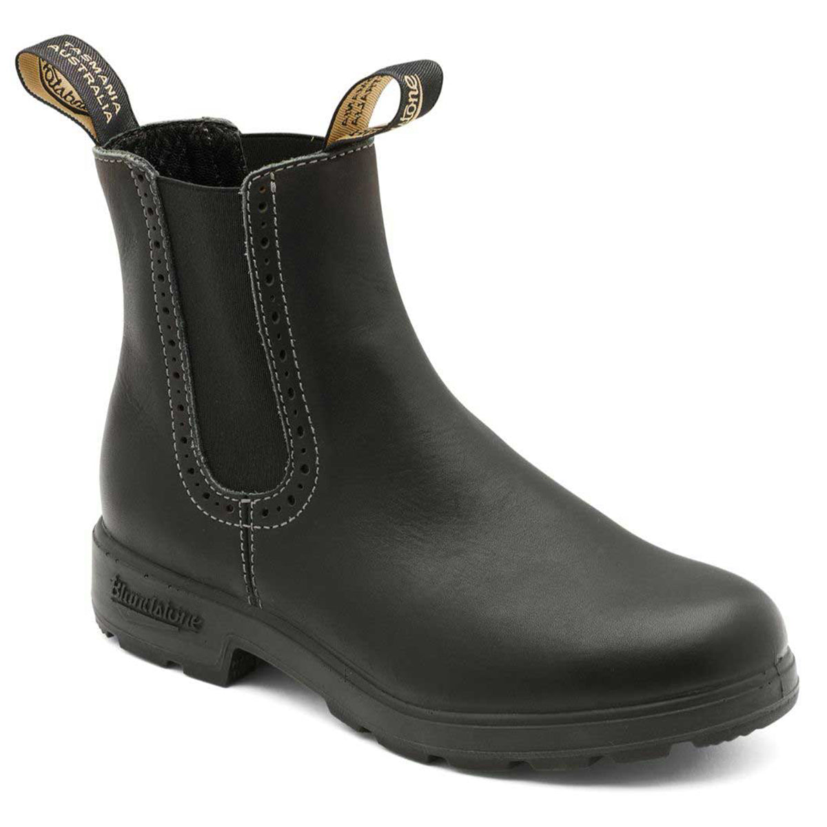 Blundstone 1448 Girlfriend Women’s High Top Boot in black leather with dual elastic side panels, pull tabs, cushioned midsole, removable footbed, and durable TPU outsole. Style #1448