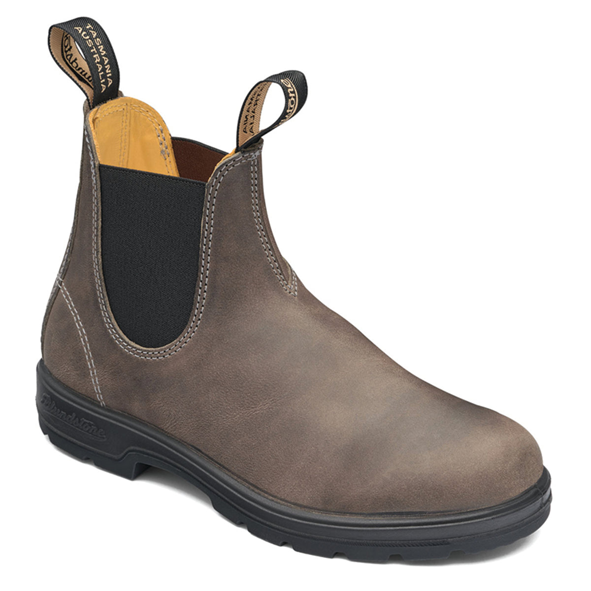 Blundstone 1469 Classic Unisex Lined Boot in steel grey leather with dual pull tabs, elastic side panels, leather-lined interior, cushioned midsole, and durable TPU outsole. Style #1469