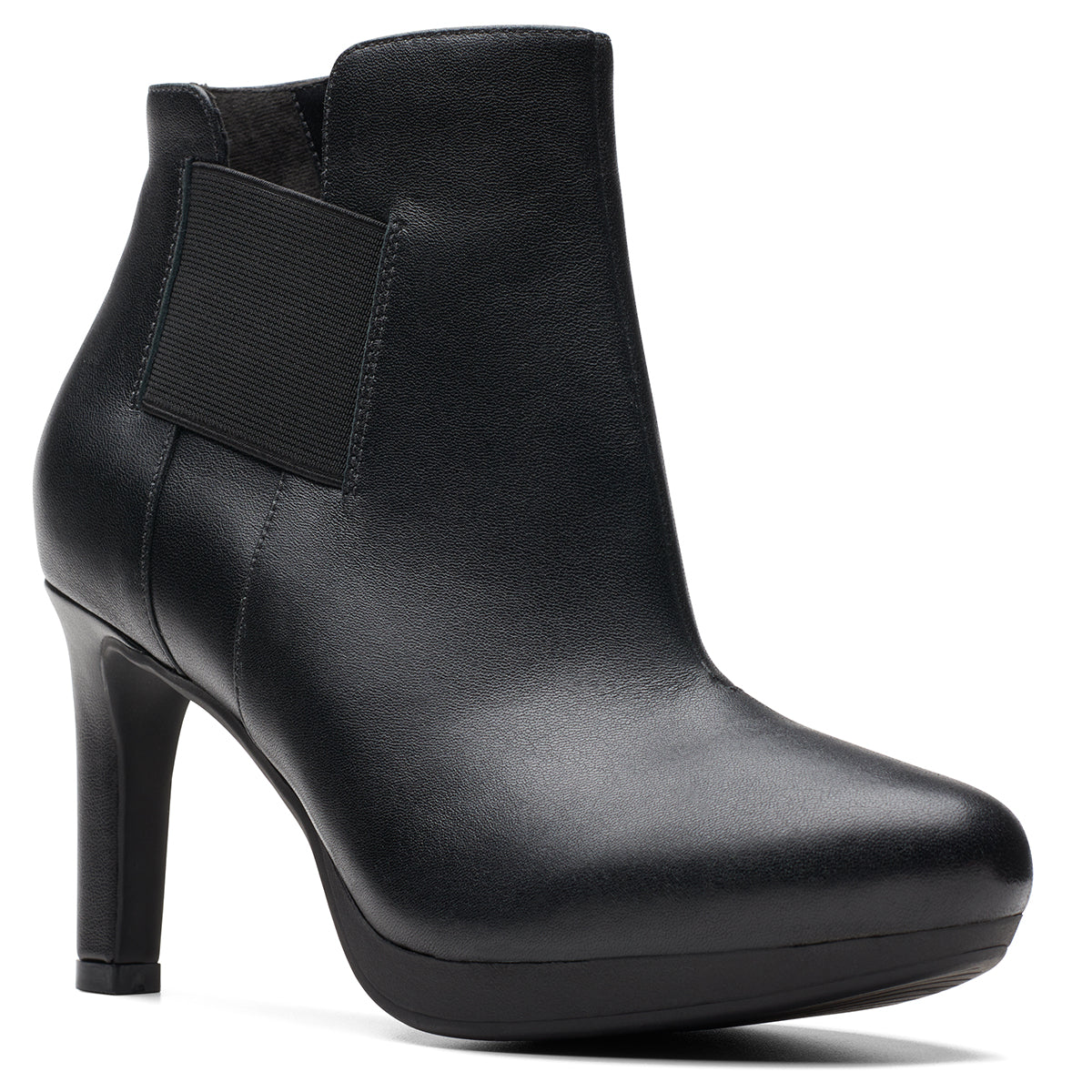 Clarks Ambyr Rise asnkle boots in Black, comfortable breathable leather boots. Style #26175155