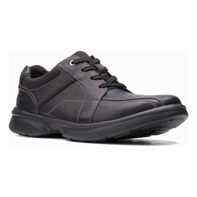 Clarks Men's Bradley Walk Lace-Up in Black, Fullgrain leather. Style #26513332