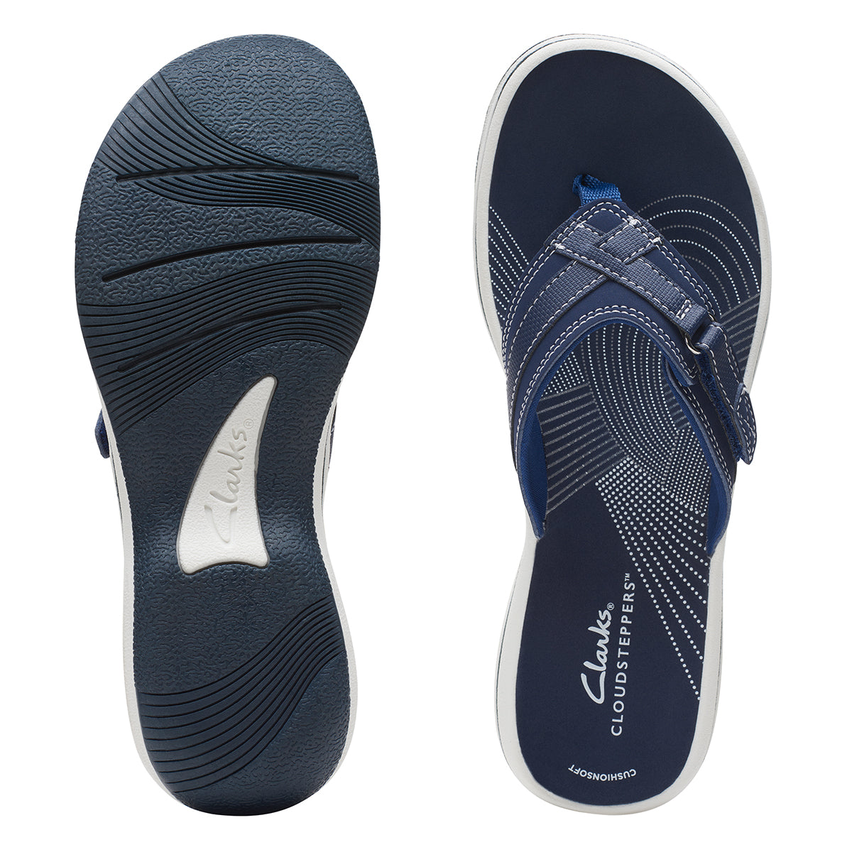 Clarks Breeze Sea Women's Thong Sandals in Navy