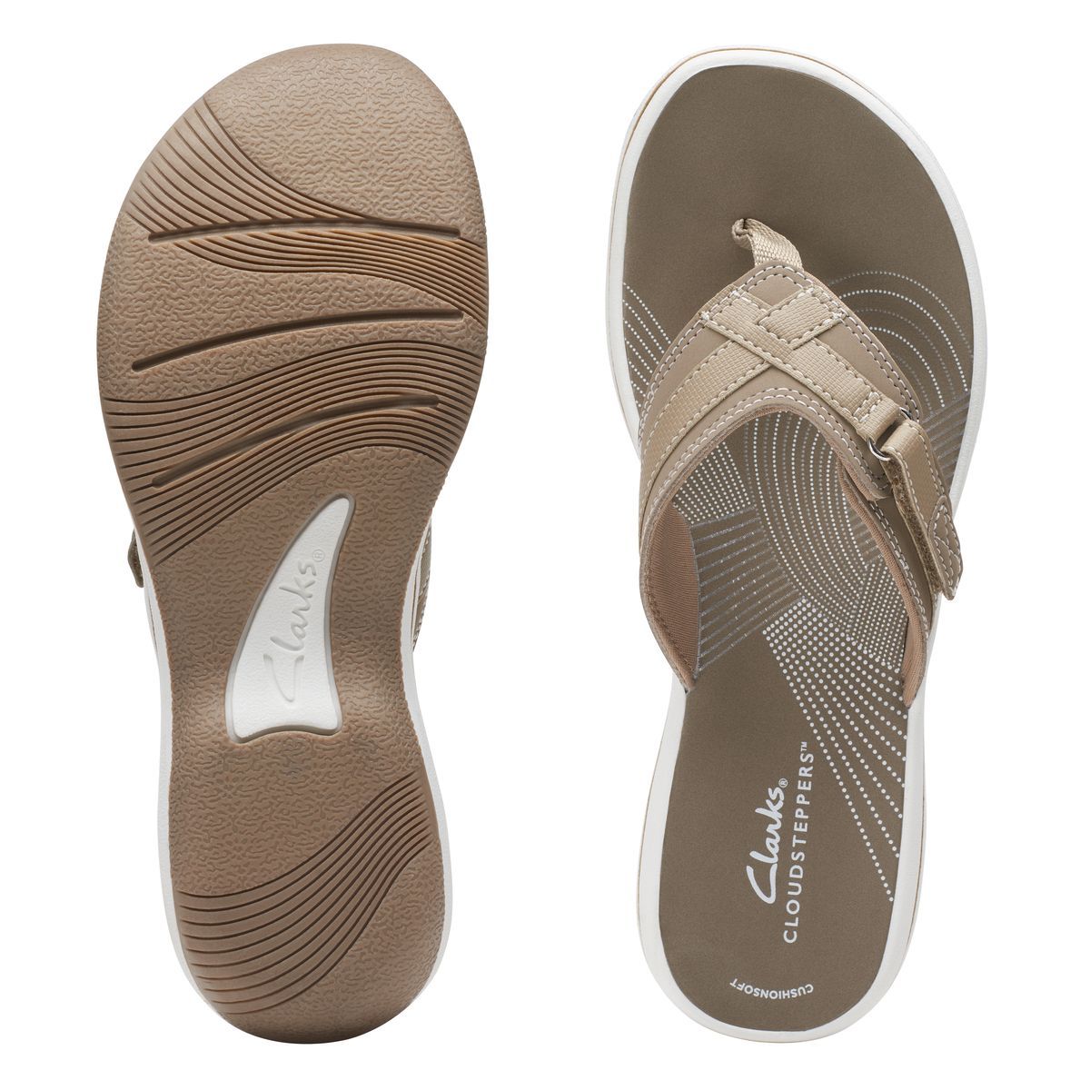 Clarks Breeze Sea Women's Thong Sandals in Taupe
