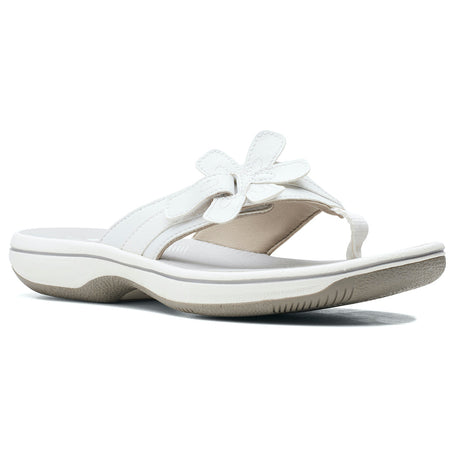 Clarks Brinkley Flora women’s thong sandal in white with floral strap detail, Flip Flops Style #26159860