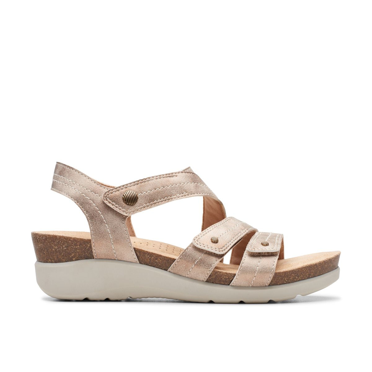 Calenne Clara Wedge Sandals for Women in Bronze Metallic
