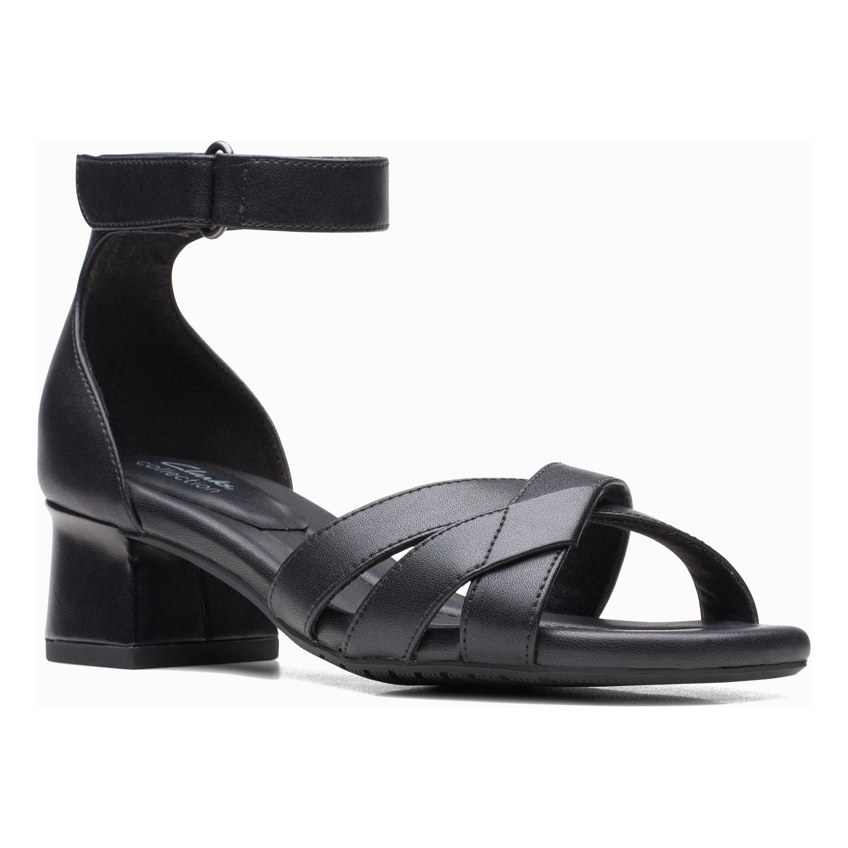 Clarks Desirae Lily Black Women's heel, Short Wedge leather shoes. Style #26171172