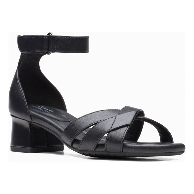 Clarks Desirae Lily Black Women's heel, Short Wedge leather shoes. Style #26171172