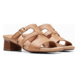 Clarks Desirae Palm Casual Women's Sandal in Tan, Low Wedge Sandal with buckle Cosure, Style #26171179