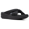 Clarks Drift Ave Women's Wedges in Black, Platform Sandal, thick straps flip flop. Style #26171893
