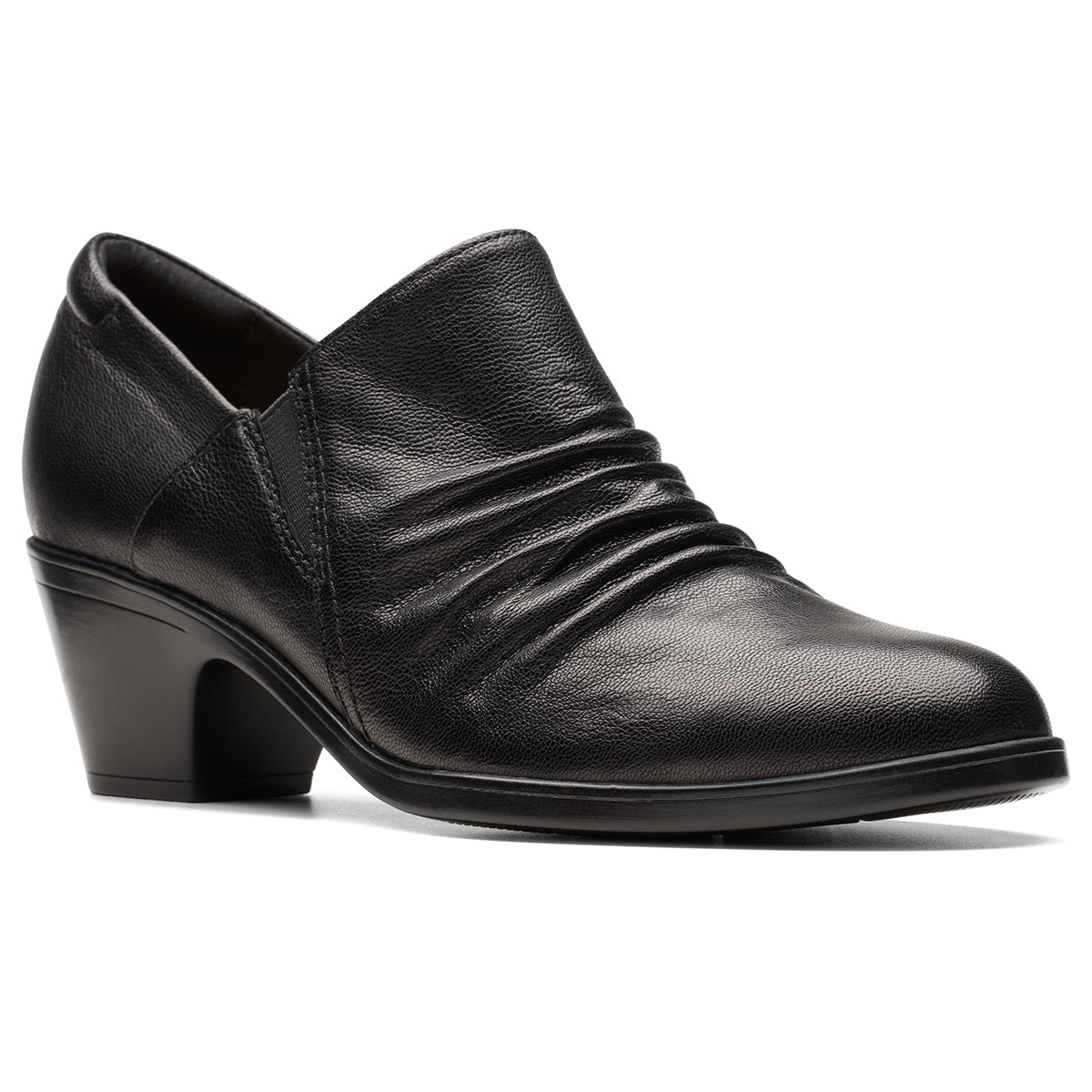 Emily Cove Women's Dress Slip-On Pump in Black, comfortable low leather heel. Style #26175029