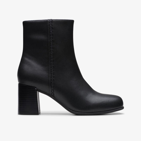 Clarks Keirsta Faye Womens Ankle Boot in Black, black leather boots decorative sticthing.  Style #26180036