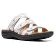 Clarks Laurieann Ayla Women's Flat Sandals in White, comfortable summer shoes. Style #26171251