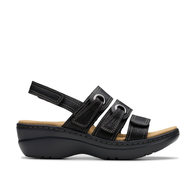 Clarks Merliah 2 Bali Women's Sandals in Black, Strappy velcro closure sandals, platform comfortable summer shoes, Style #26181714