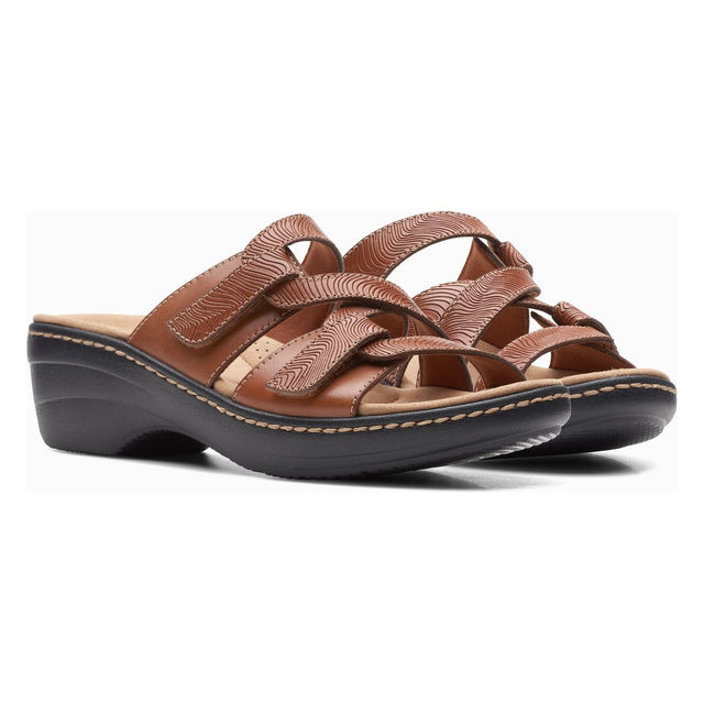 Clarks Merliah Karli Women's Sandals in Tan, detailed strappy wedge summer shoe, leather upper, Style #26158235