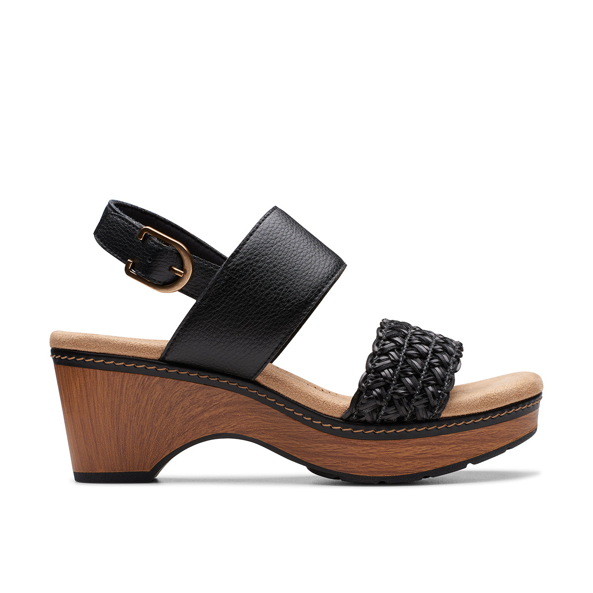 Clarks Seannah Step Women's Wedge Sandal in Black