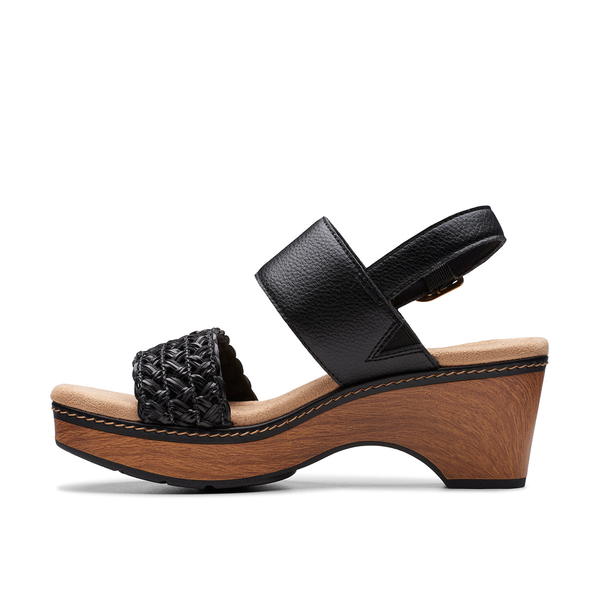 Clarks Seannah Step Women's Wedge Sandal in Black